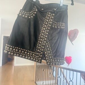Edgy Black Studded Mini Skirt
